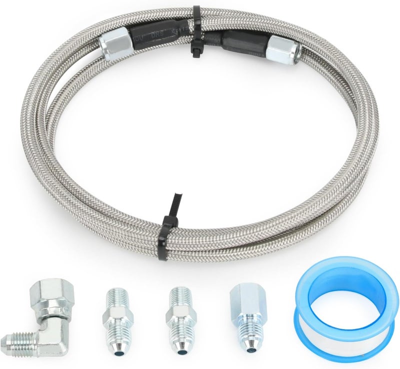 SJDYYMX 60 inch Stainless Braided Line 4AN Multi Size Remote Turbocharger Sensor Teflon Gauge Line Kit - Image 1